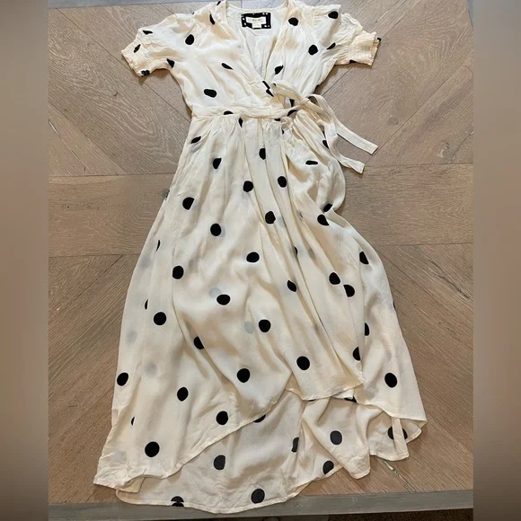 Anthropologie Maeve Breanna Maxi Side-Tie Wrap Polka Dot dress - Picture 4 of 9